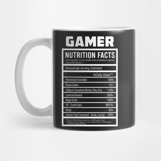 Gamer Nutrition Facts Funny by bougieFire